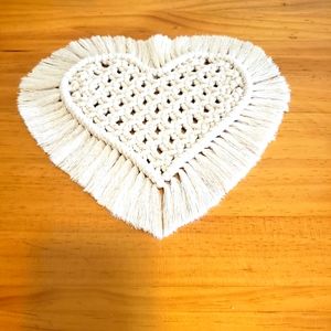 Macrame heart coaster